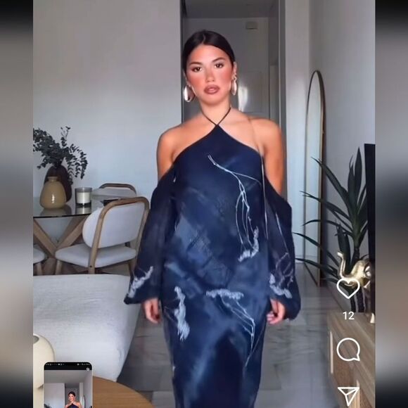 NWT ZARA Benla HALTER DRESSโWITH METALLIC THREAD AND BEADING - Picture 9 of 15